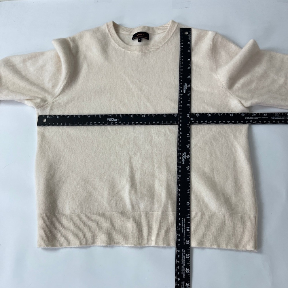 Quince Sweater Womens L Cream Mongolian Cashmere Soft Luxury Cozy Cabin - Picture 5 of 7